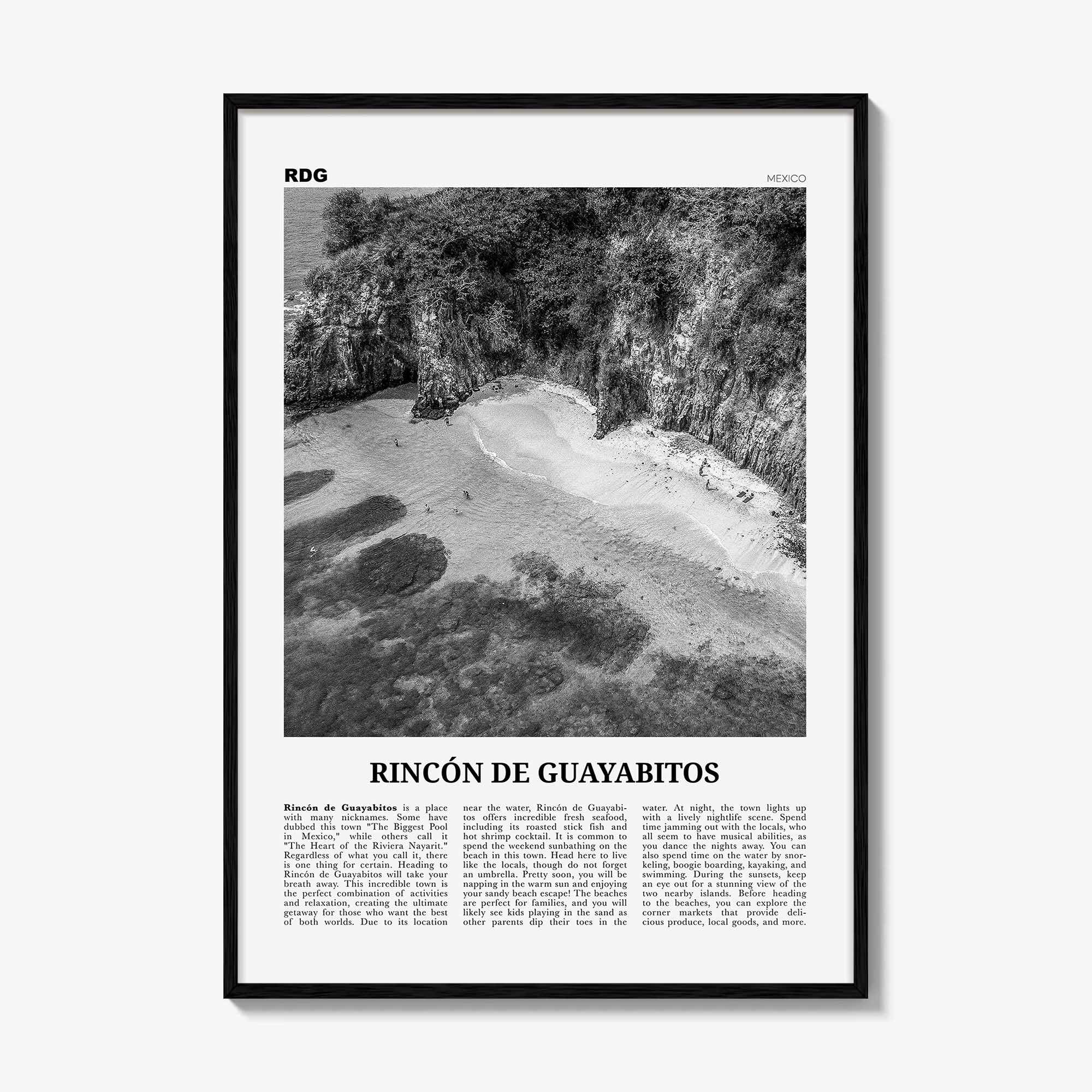 Rincon De Guayabitos Print Black and White, Rincón de Guayabitos Wall Art, Rincón de Guayabitos Poster, Rincón de Guayabitos Photo, Mexico