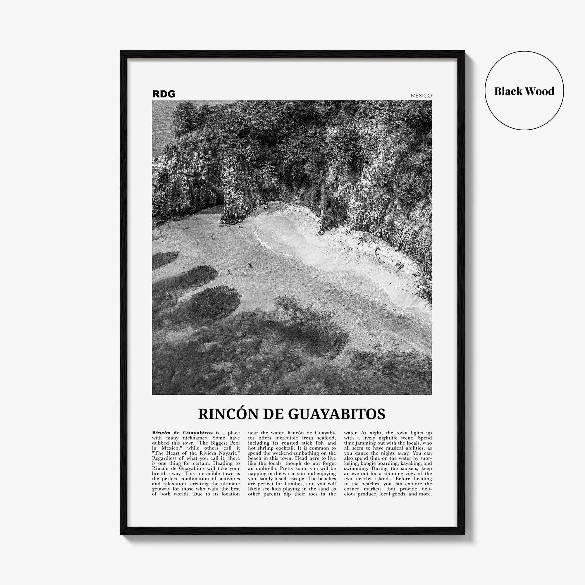 Rincon De Guayabitos Print Black and White, Rincón de Guayabitos Wall Art, Rincón de Guayabitos Poster, Rincón de Guayabitos Photo, Mexico