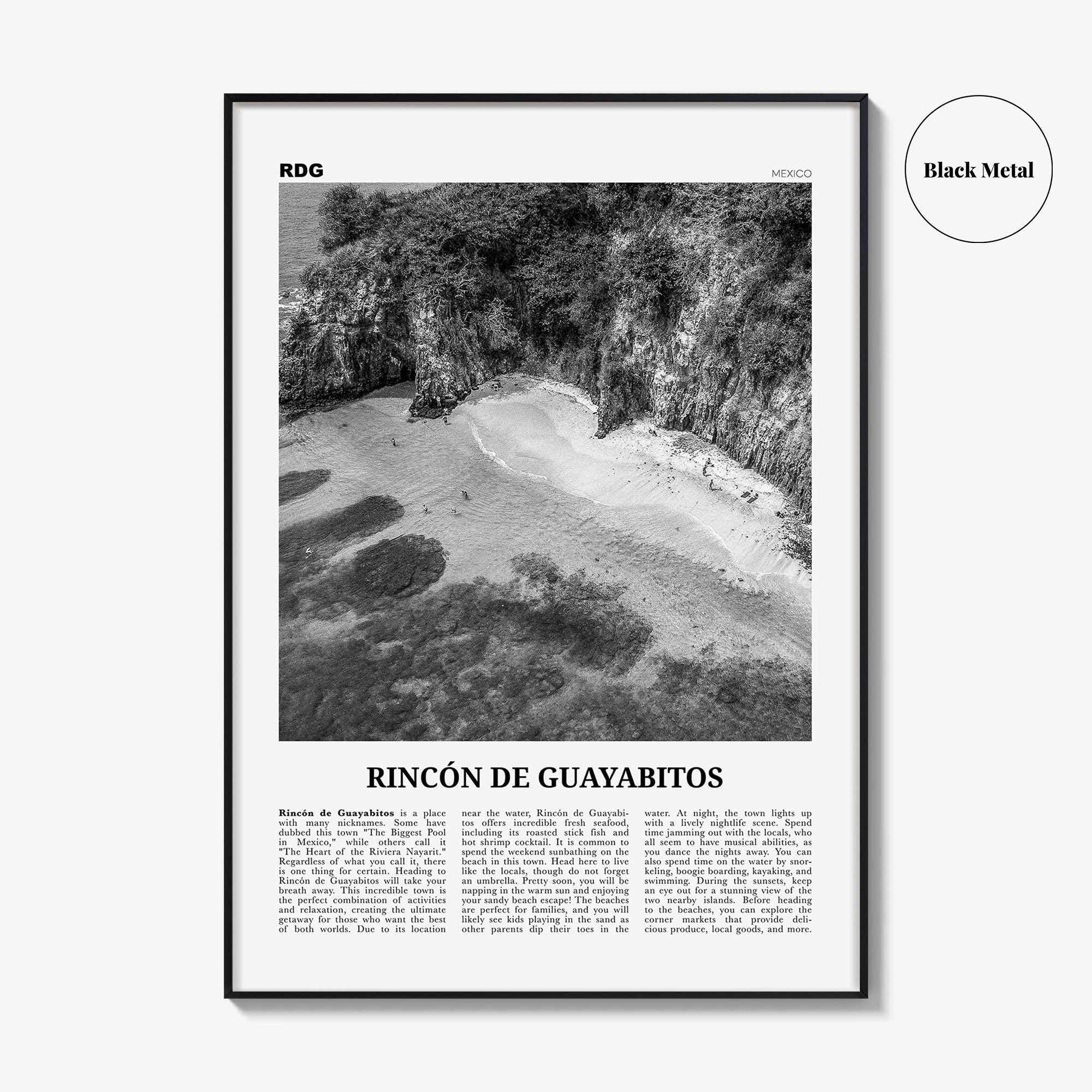 Rincon De Guayabitos Print Black and White, Rincón de Guayabitos Wall Art, Rincón de Guayabitos Poster, Rincón de Guayabitos Photo, Mexico