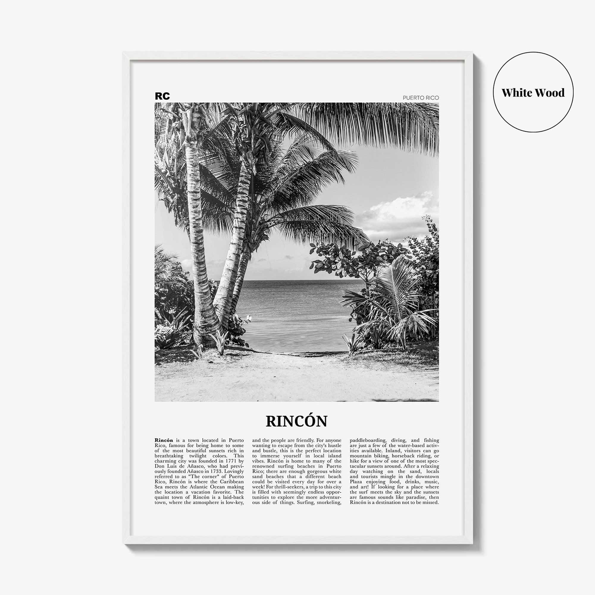Rincon Print Black and White, Rincón Wall Art, Rincón Poster, Rincón Photo, Rincón Wall Décor, Puerto Rico, Caribbean, Añasco, Aguada
