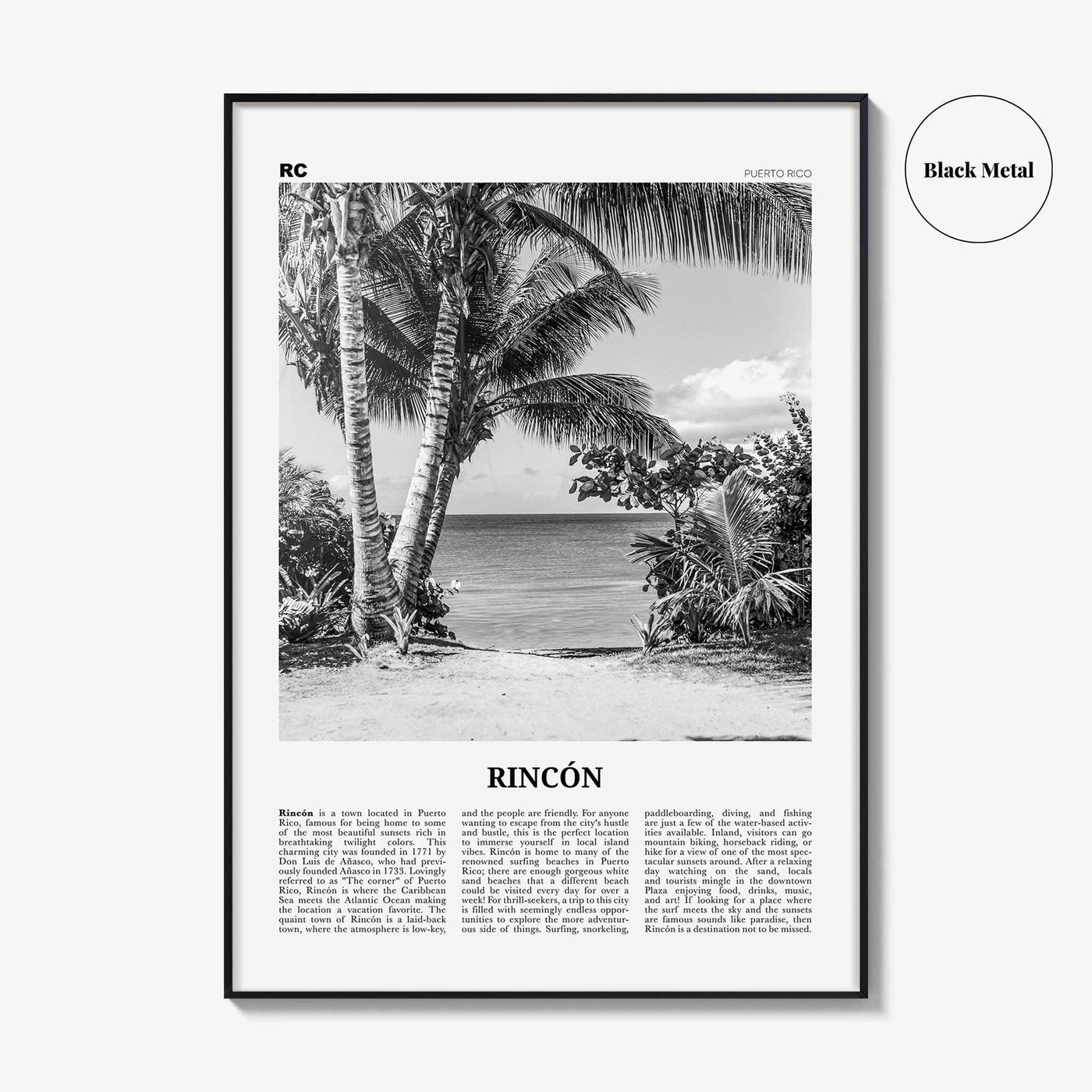Rincon Print Black and White, Rincón Wall Art, Rincón Poster, Rincón Photo, Rincón Wall Décor, Puerto Rico, Caribbean, Añasco, Aguada