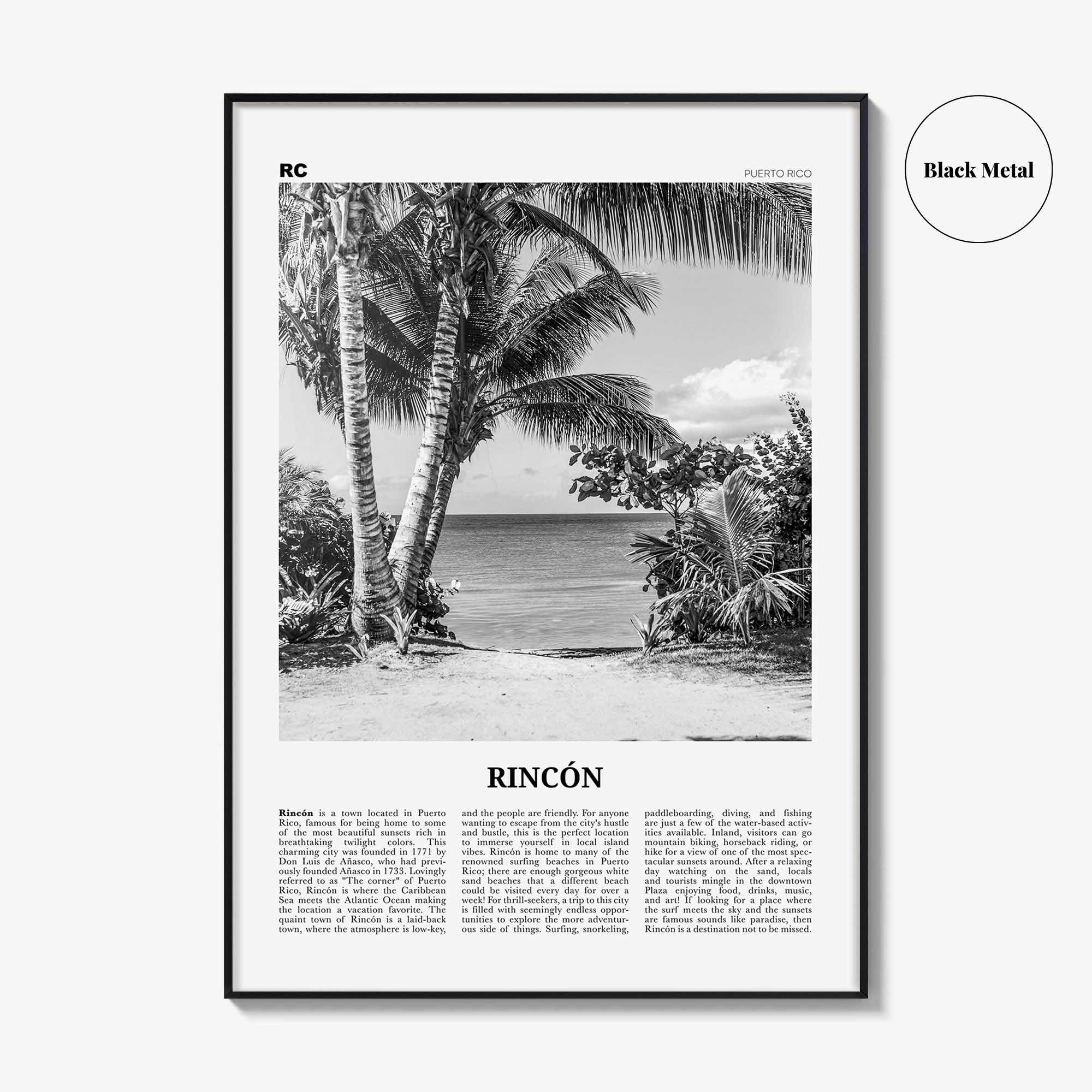 Rincon Print Black and White, Rincón Wall Art, Rincón Poster, Rincón Photo, Rincón Wall Décor, Puerto Rico, Caribbean, Añasco, Aguada