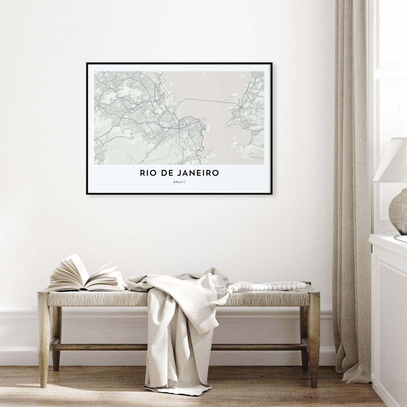 Rio de Janeiro Map Landscape Poster