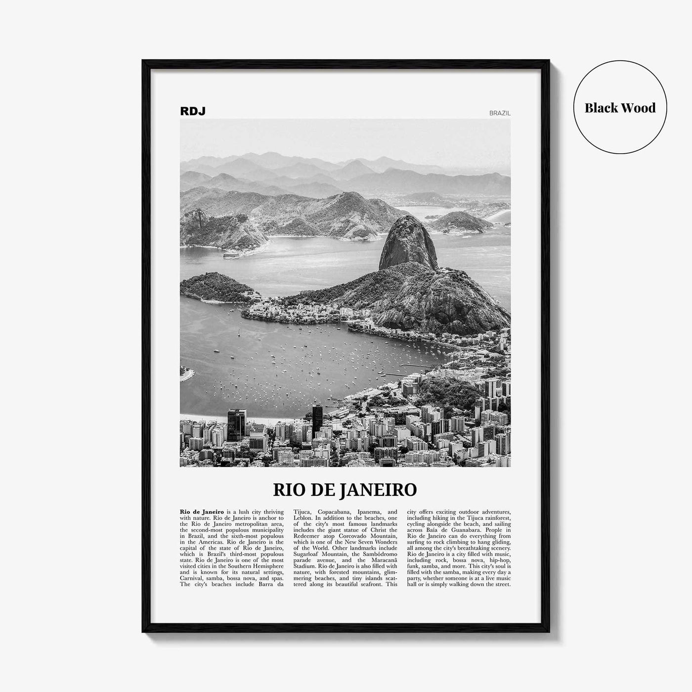 Rio de Janeiro Print Black and White No 1, Rio de Janeiro Wall Art, Rio de Janeiro Poster, Rio de Janeiro Photo, Brazil, Brasil, America