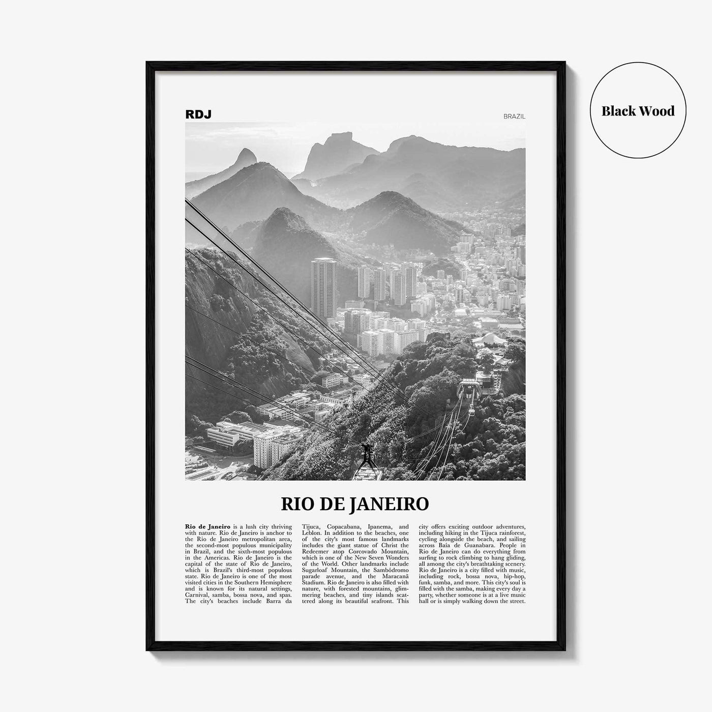 Rio de Janeiro Print Black and White No 3, Rio de Janeiro Wall Art, Rio de Janeiro Poster, Rio de Janeiro Photo, Brazil, Brasil