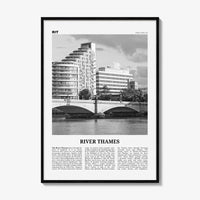 River Thames Print Black and White, River Thames Wall Art, River Thames Poster, River Thames Photo, Thames Wall Décor, River Thames Map