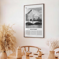 River Thames Print Black and White, River Thames Wall Art, River Thames Poster, River Thames Photo, Thames Wall Décor, River Thames Map