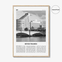 River Thames Print Black and White, River Thames Wall Art, River Thames Poster, River Thames Photo, Thames Wall Décor, River Thames Map