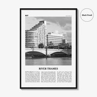 River Thames Print Black and White, River Thames Wall Art, River Thames Poster, River Thames Photo, Thames Wall Décor, River Thames Map