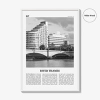 River Thames Print Black and White, River Thames Wall Art, River Thames Poster, River Thames Photo, Thames Wall Décor, River Thames Map