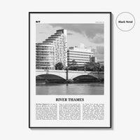 River Thames Print Black and White, River Thames Wall Art, River Thames Poster, River Thames Photo, Thames Wall Décor, River Thames Map