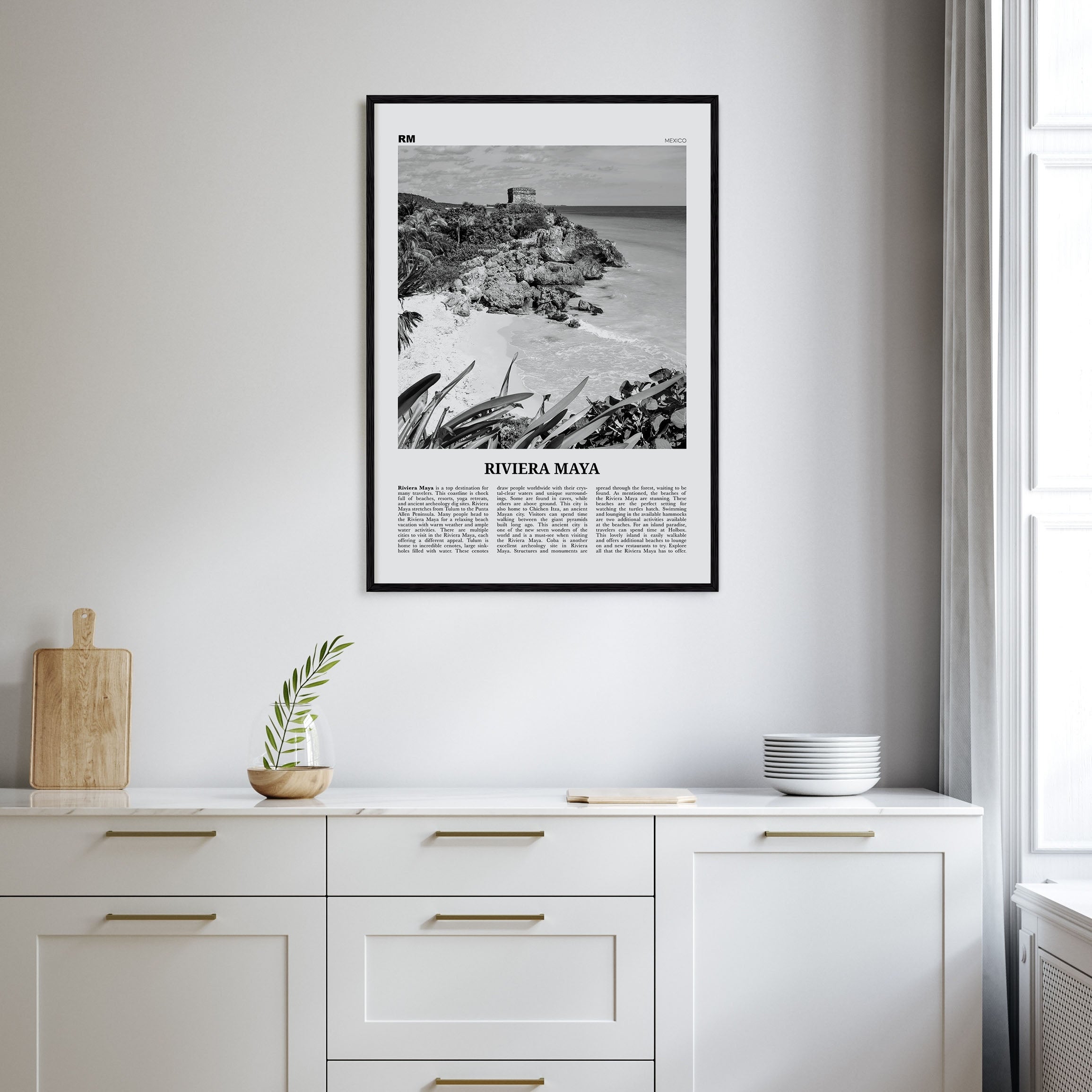 Riviera Maya Travel B&W Poster