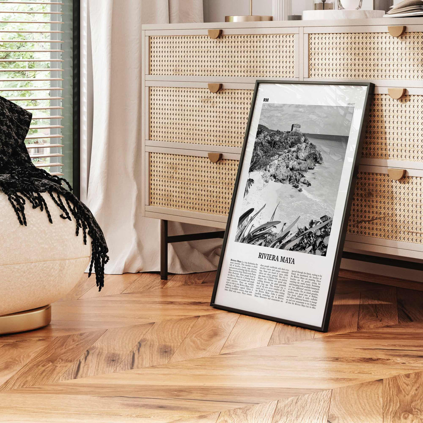 Riviera Maya Print Black and White, Riviera Maya Wall Art, Riviera Maya Poster, Riviera Maya Photo, Riviera Maya Map, Mexico