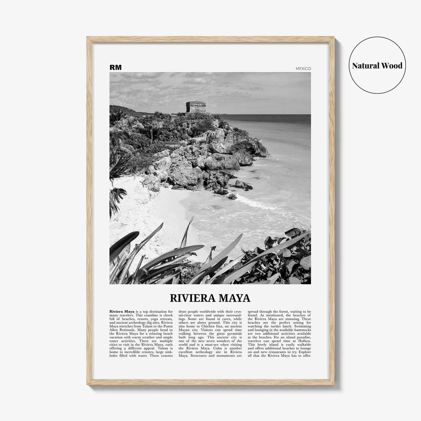 Riviera Maya Print Black and White, Riviera Maya Wall Art, Riviera Maya Poster, Riviera Maya Photo, Riviera Maya Map, Mexico