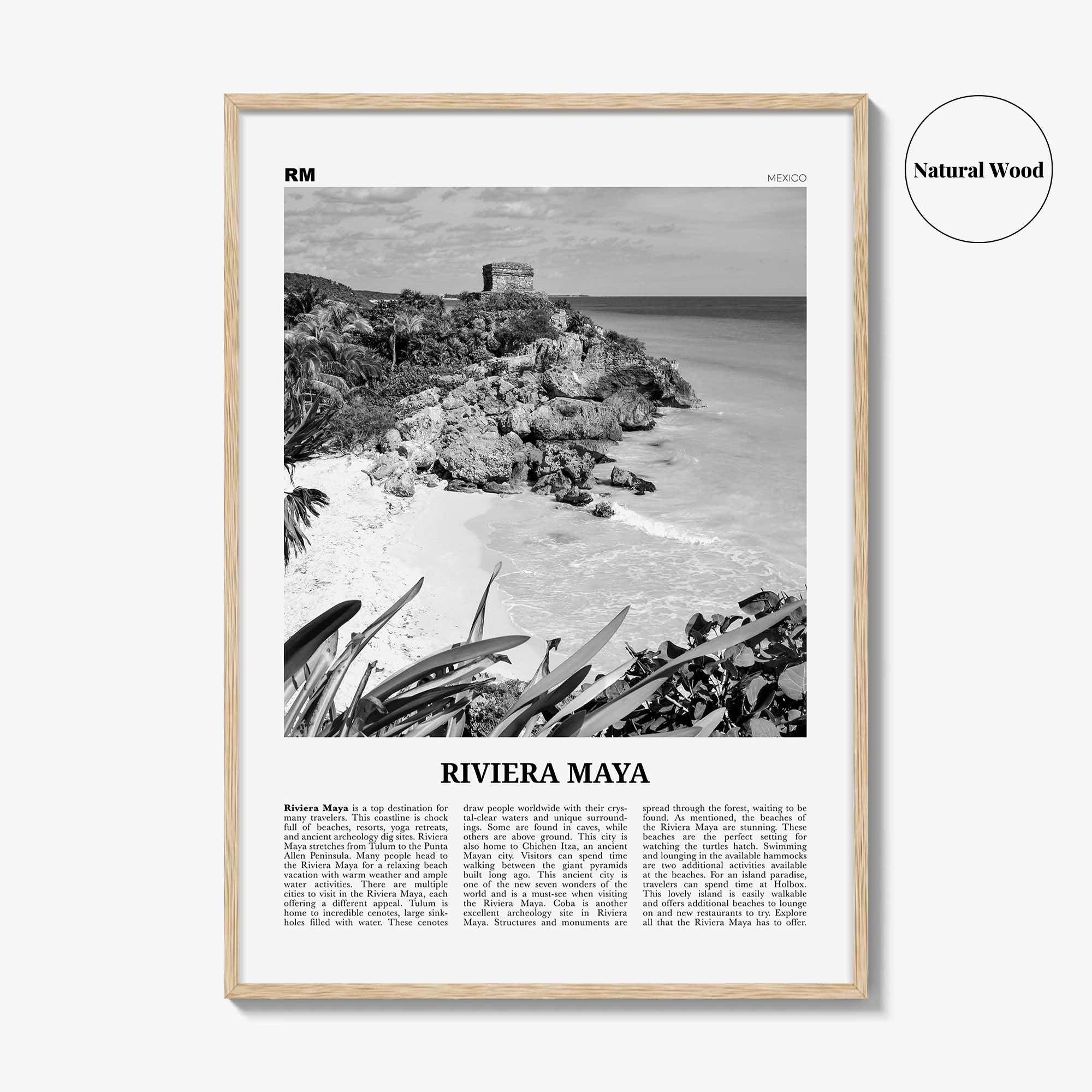 Riviera Maya Print Black and White, Riviera Maya Wall Art, Riviera Maya Poster, Riviera Maya Photo, Riviera Maya Map, Mexico