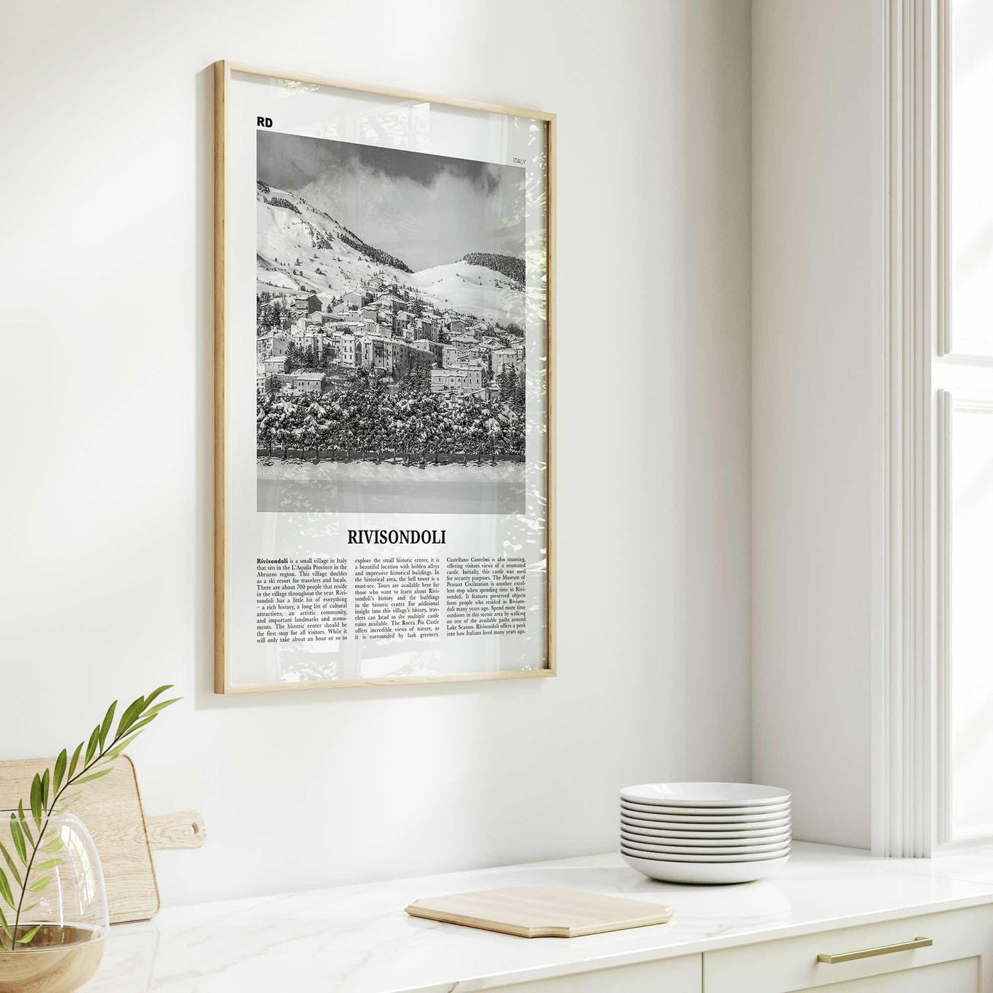 Rivisondoli Print Black and White, Rivisondoli Wall Art, Rivisondoli Poster, Rivisondoli Photo, Rivisondoli Décor, Rivisondoli Map, Italy