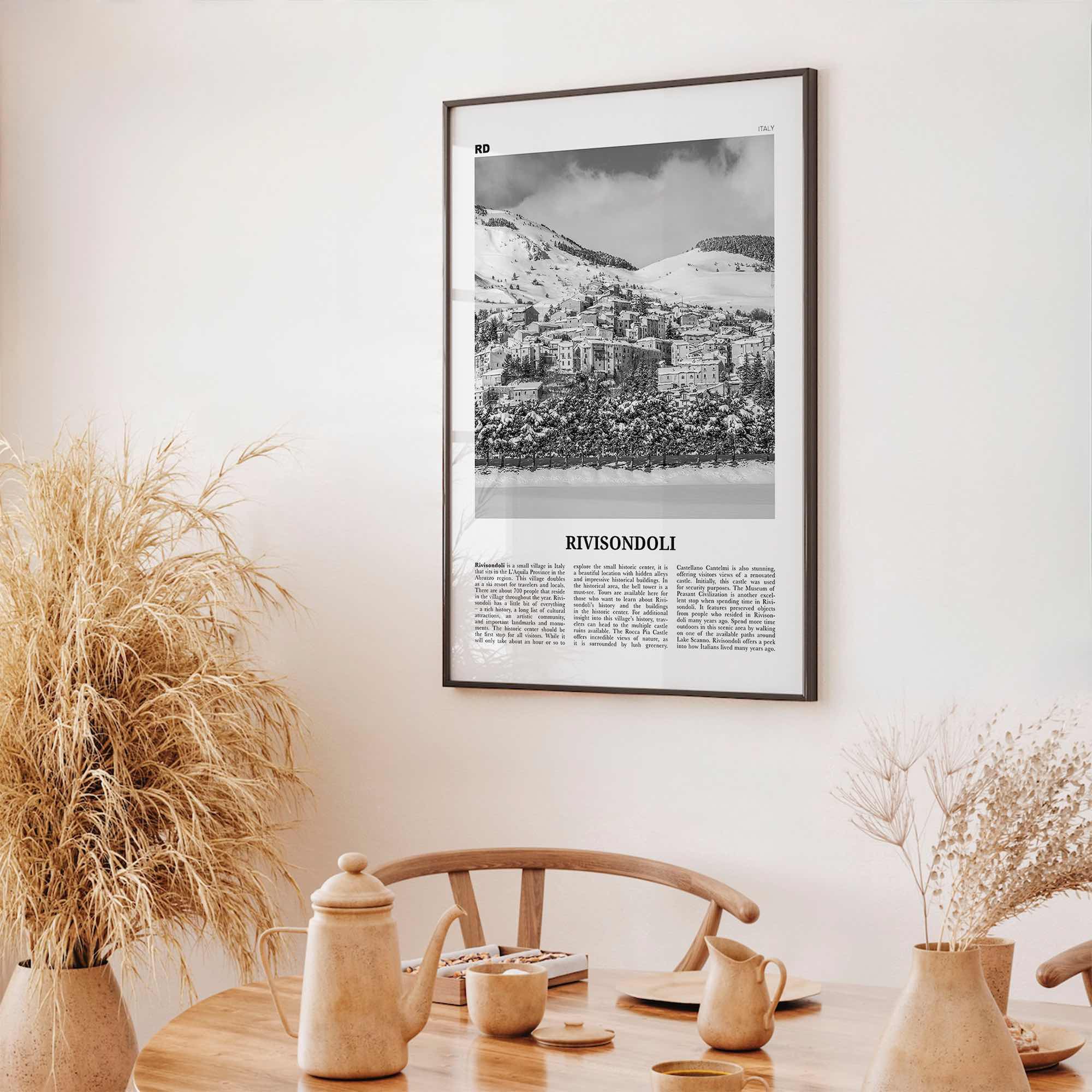 Rivisondoli Print Black and White, Rivisondoli Wall Art, Rivisondoli Poster, Rivisondoli Photo, Rivisondoli Décor, Rivisondoli Map, Italy