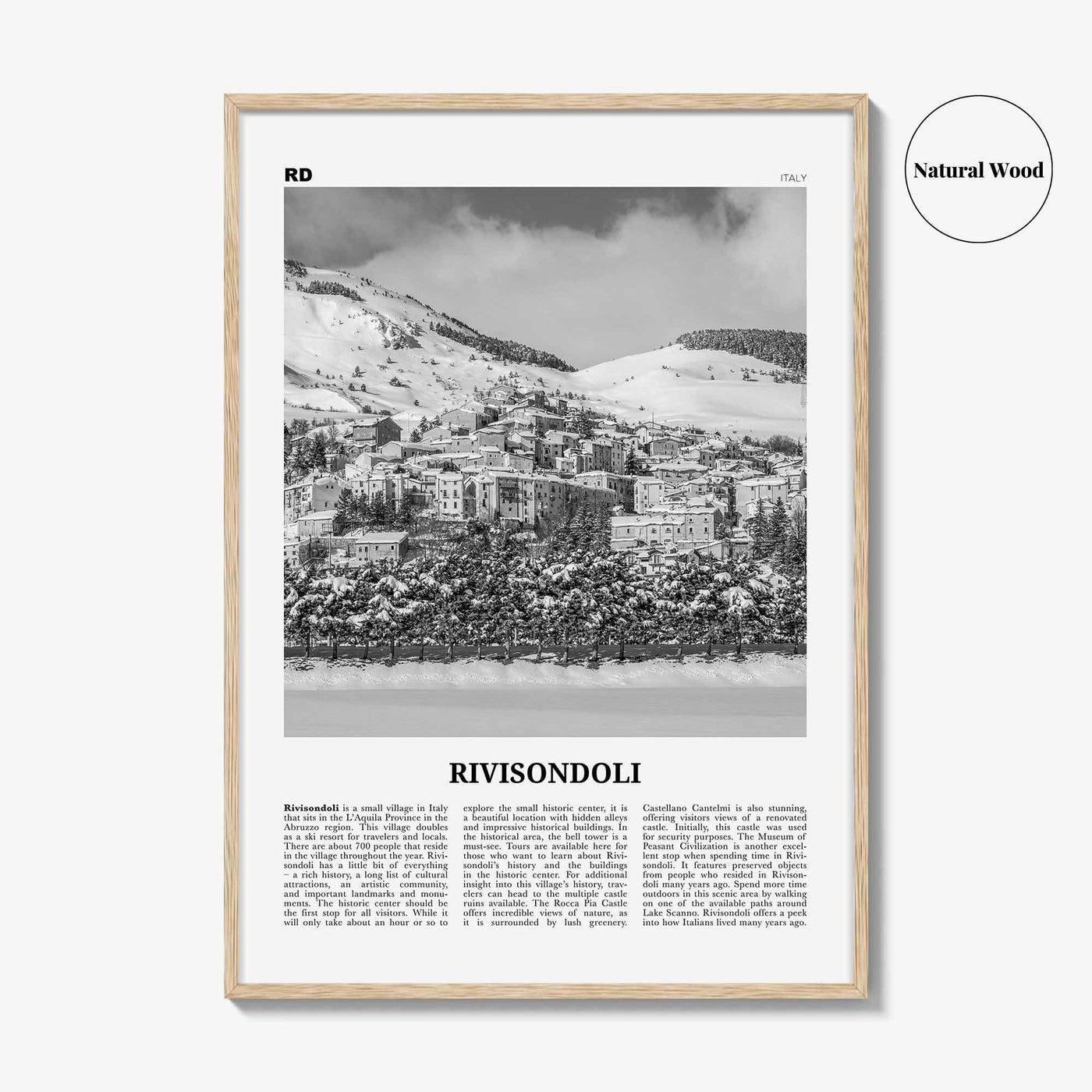 Rivisondoli Print Black and White, Rivisondoli Wall Art, Rivisondoli Poster, Rivisondoli Photo, Rivisondoli Décor, Rivisondoli Map, Italy