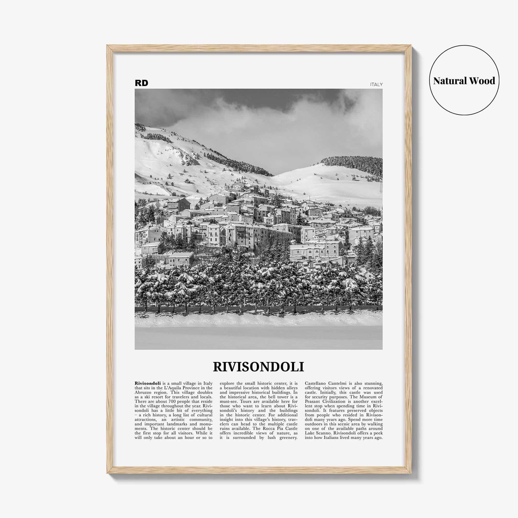 Rivisondoli Print Black and White, Rivisondoli Wall Art, Rivisondoli Poster, Rivisondoli Photo, Rivisondoli Décor, Rivisondoli Map, Italy