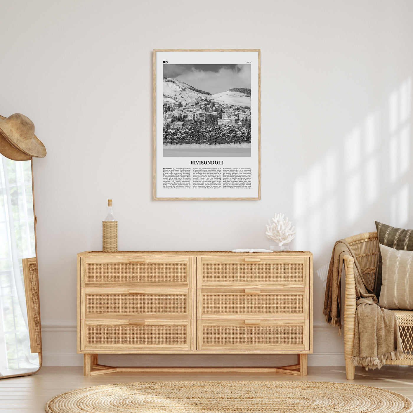 Rivisondoli Travel B&W Poster
