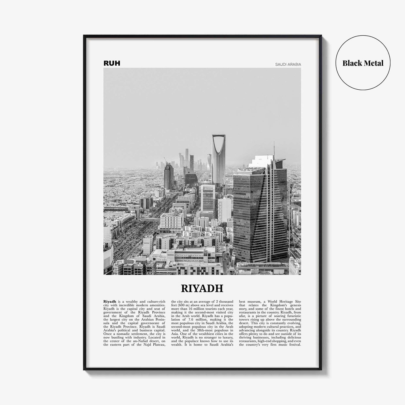 Riyadh Print Black and White, Riyadh Wall Art, Riyadh Poster, Riyadh Photo, Riyadh Wall Decor, City Print, Saudi Arabia, الرياض Middle East