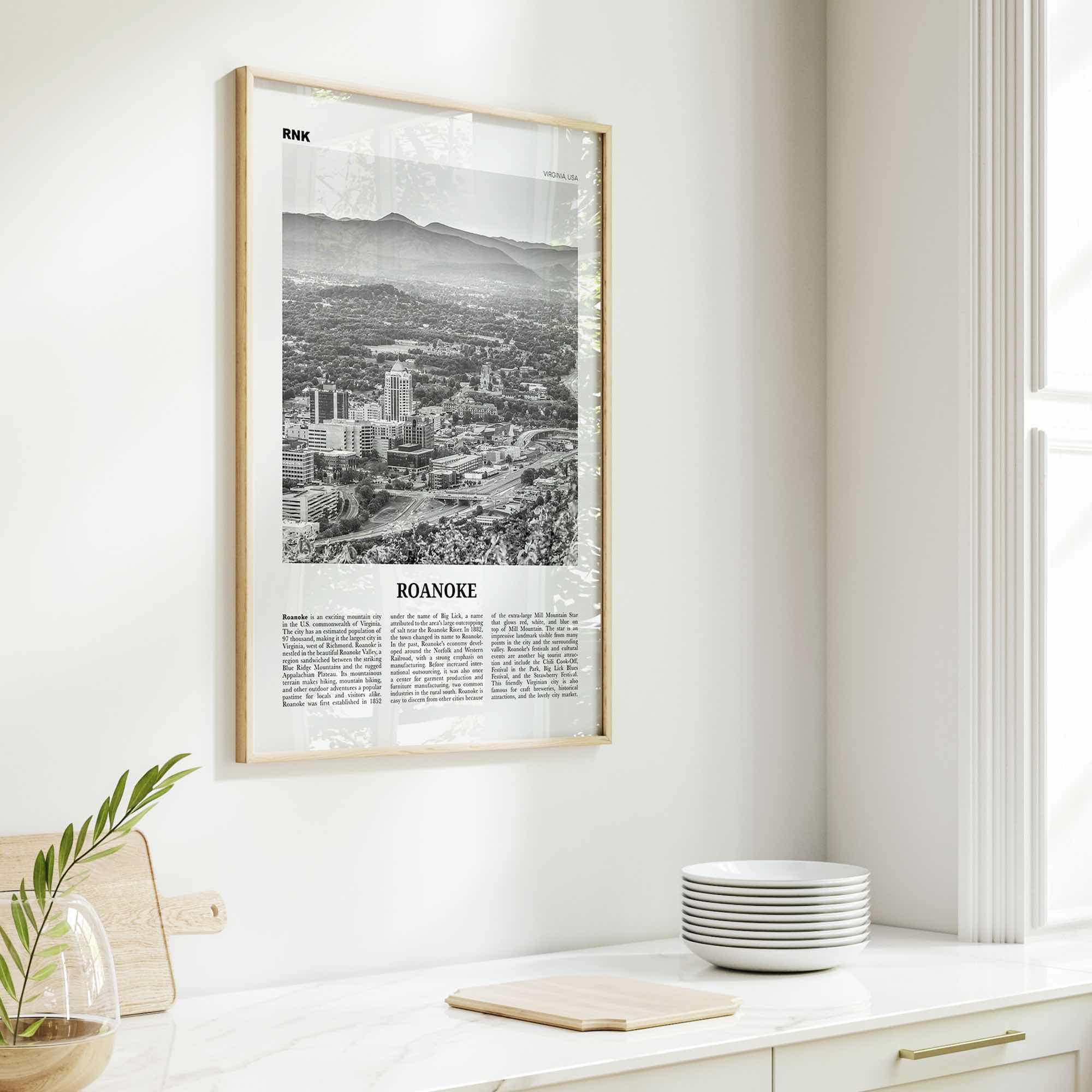 Roanoke Print Black and White No 1, Roanoke Wall Art, Roanoke Poster, Roanoke Photo, Roanoke Wall Décor, Virginia, USA, United States