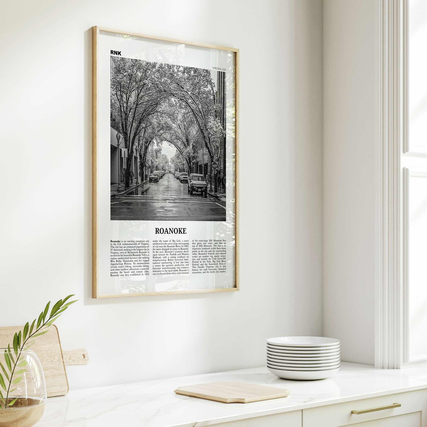 Roanoke Print Black and White No 2, Roanoke Wall Art, Roanoke Poster, Roanoke Photo, Roanoke Wall Décor, Virginia, USA, United States