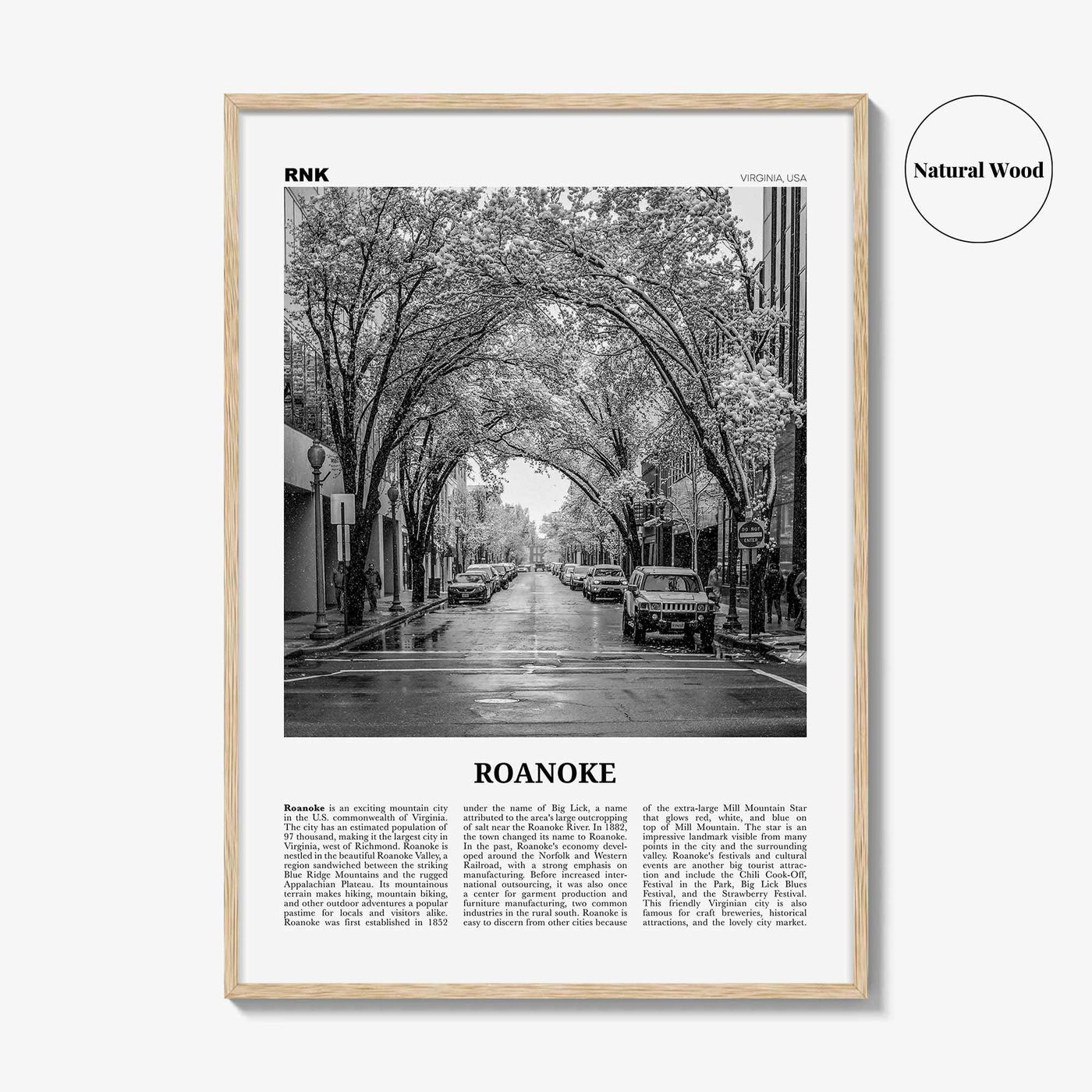 Roanoke Print Black and White No 2, Roanoke Wall Art, Roanoke Poster, Roanoke Photo, Roanoke Wall Décor, Virginia, USA, United States