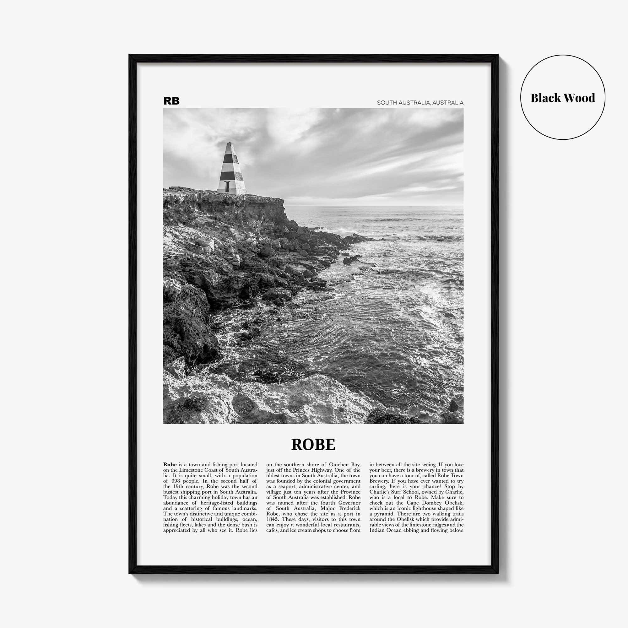 Robe Print Black and White, Robe Wall Art, Robe Poster, Robe Photo, Robe Wall Décor, South Australia, Australia