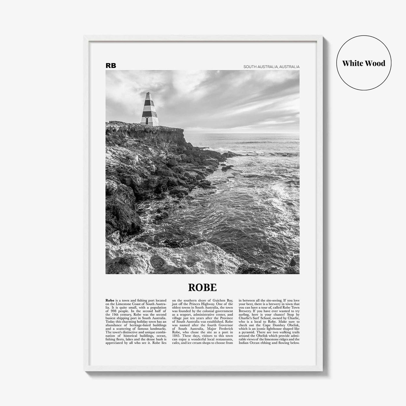 Robe Print Black and White, Robe Wall Art, Robe Poster, Robe Photo, Robe Wall Décor, South Australia, Australia
