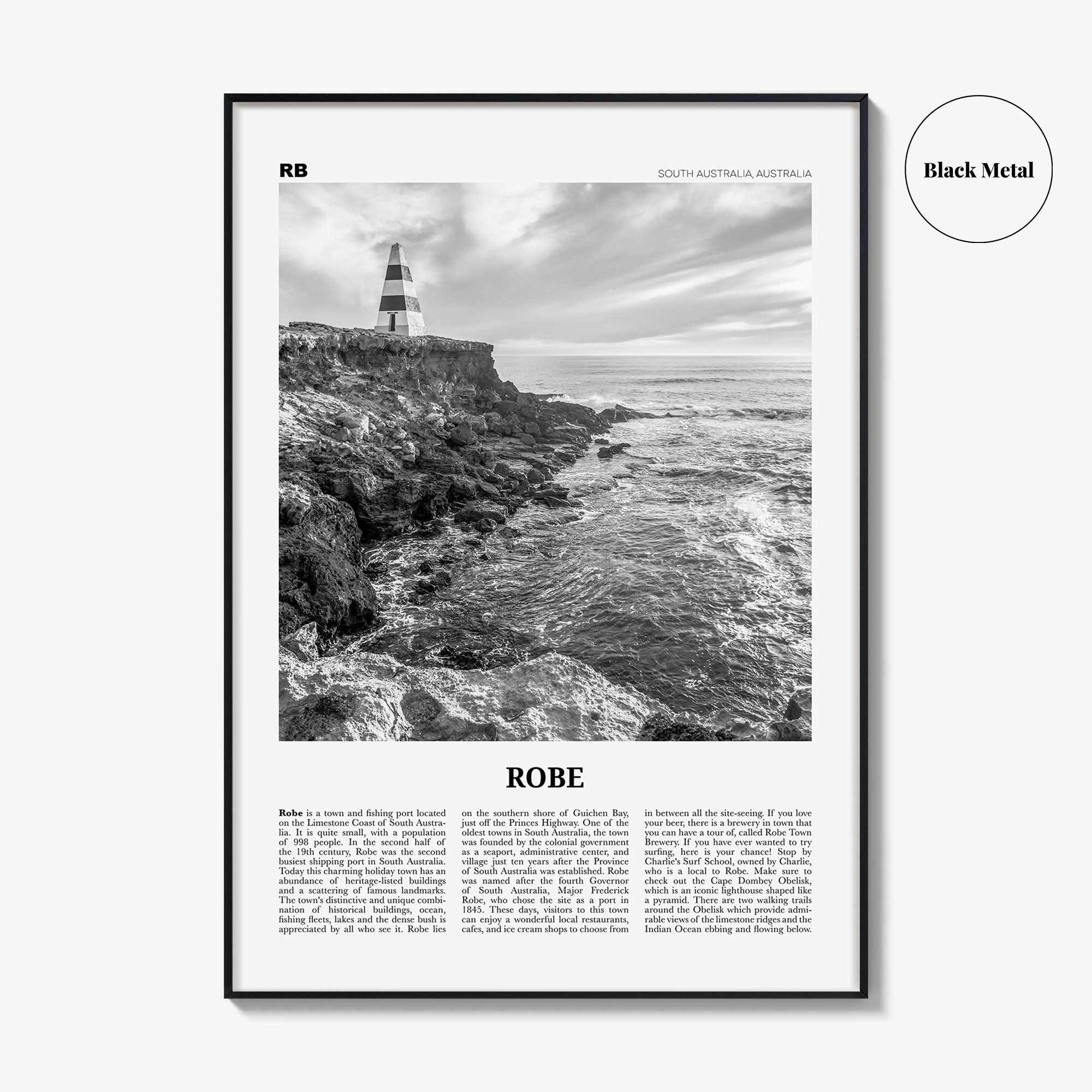 Robe Print Black and White, Robe Wall Art, Robe Poster, Robe Photo, Robe Wall Décor, South Australia, Australia