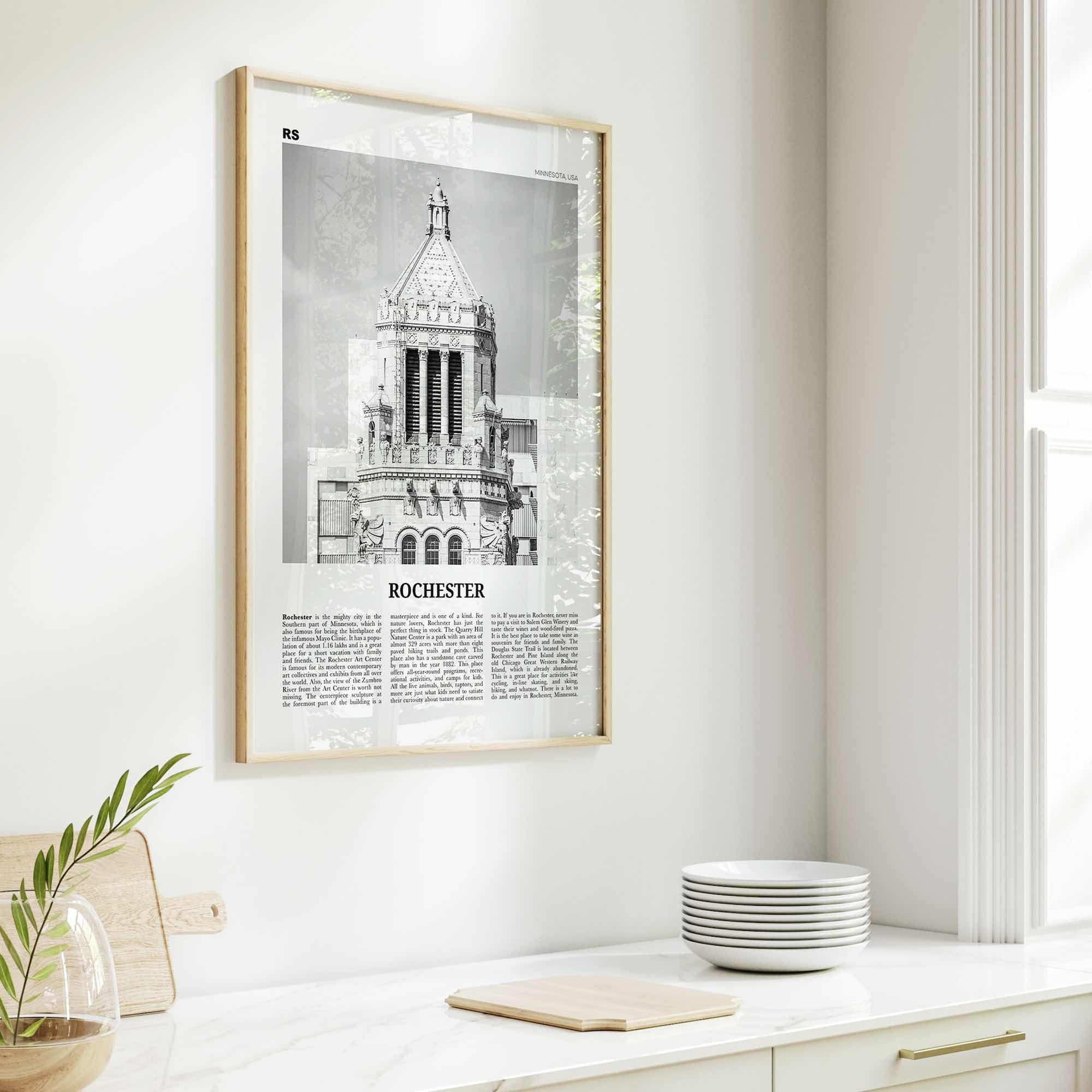 Rochester Print Black and White Minnesota, Rochester Wall Art, Rochester Poster, Rochester Photo, Rochester Wall Décor, USA, United States