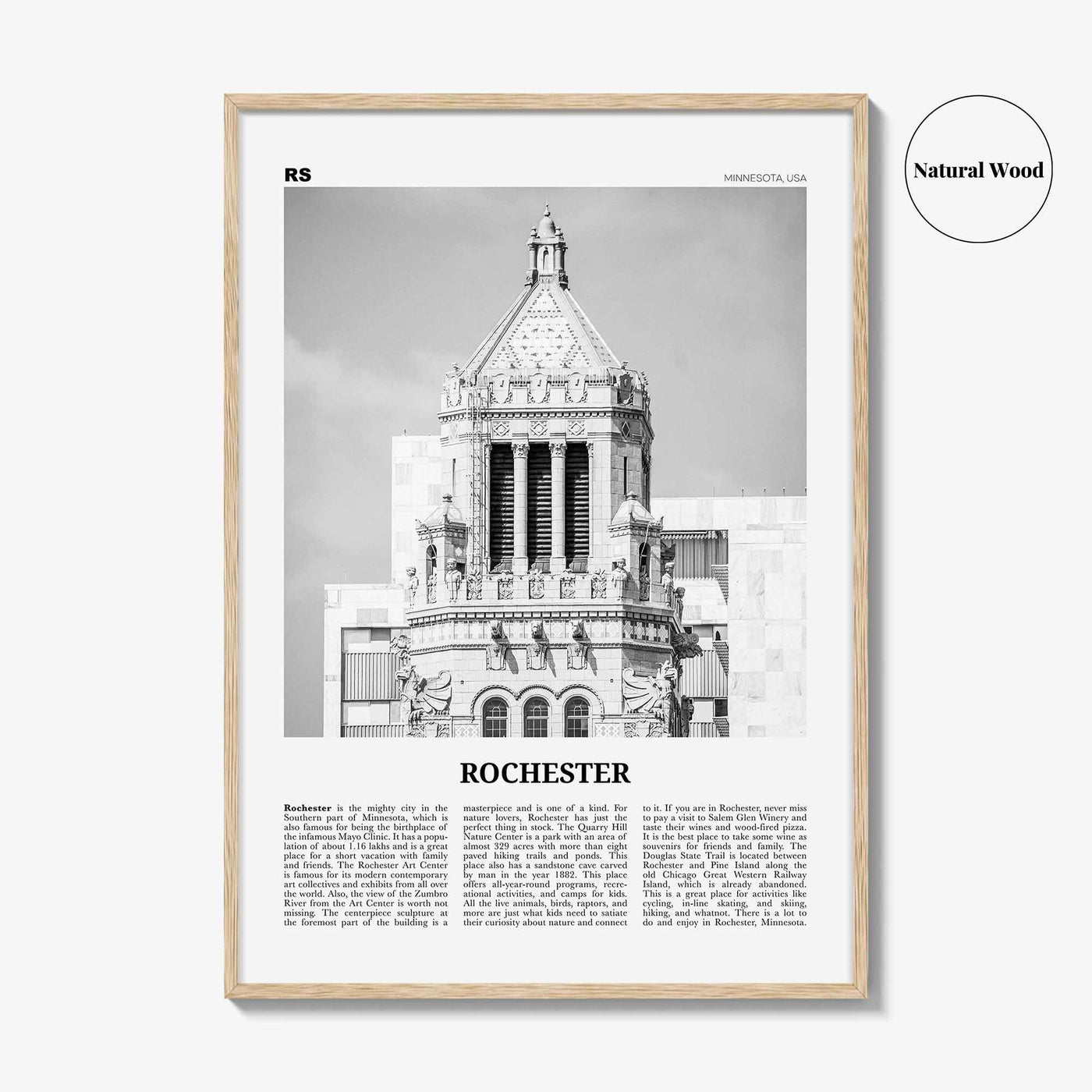 Rochester Print Black and White Minnesota, Rochester Wall Art, Rochester Poster, Rochester Photo, Rochester Wall Décor, USA, United States