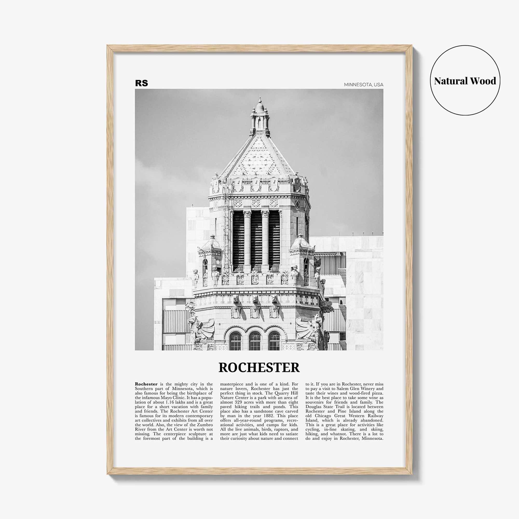 Rochester Print Black and White Minnesota, Rochester Wall Art, Rochester Poster, Rochester Photo, Rochester Wall Décor, USA, United States