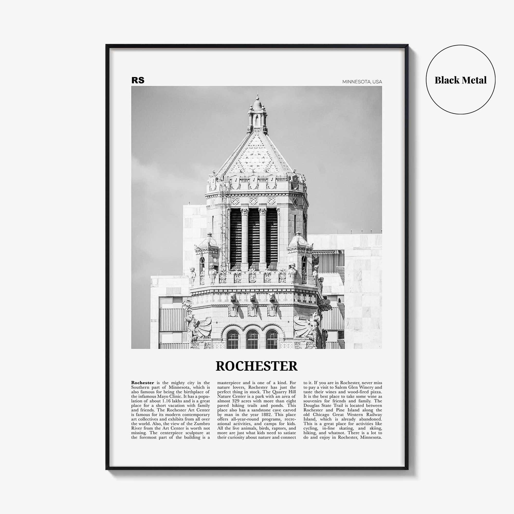 Rochester Print Black and White Minnesota, Rochester Wall Art, Rochester Poster, Rochester Photo, Rochester Wall Décor, USA, United States