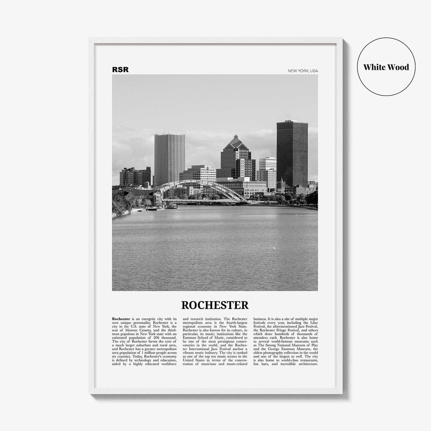 Rochester Print Black and White New York, Rochester Wall Art, Rochester Poster, Rochester Photo, USA, United States, North America