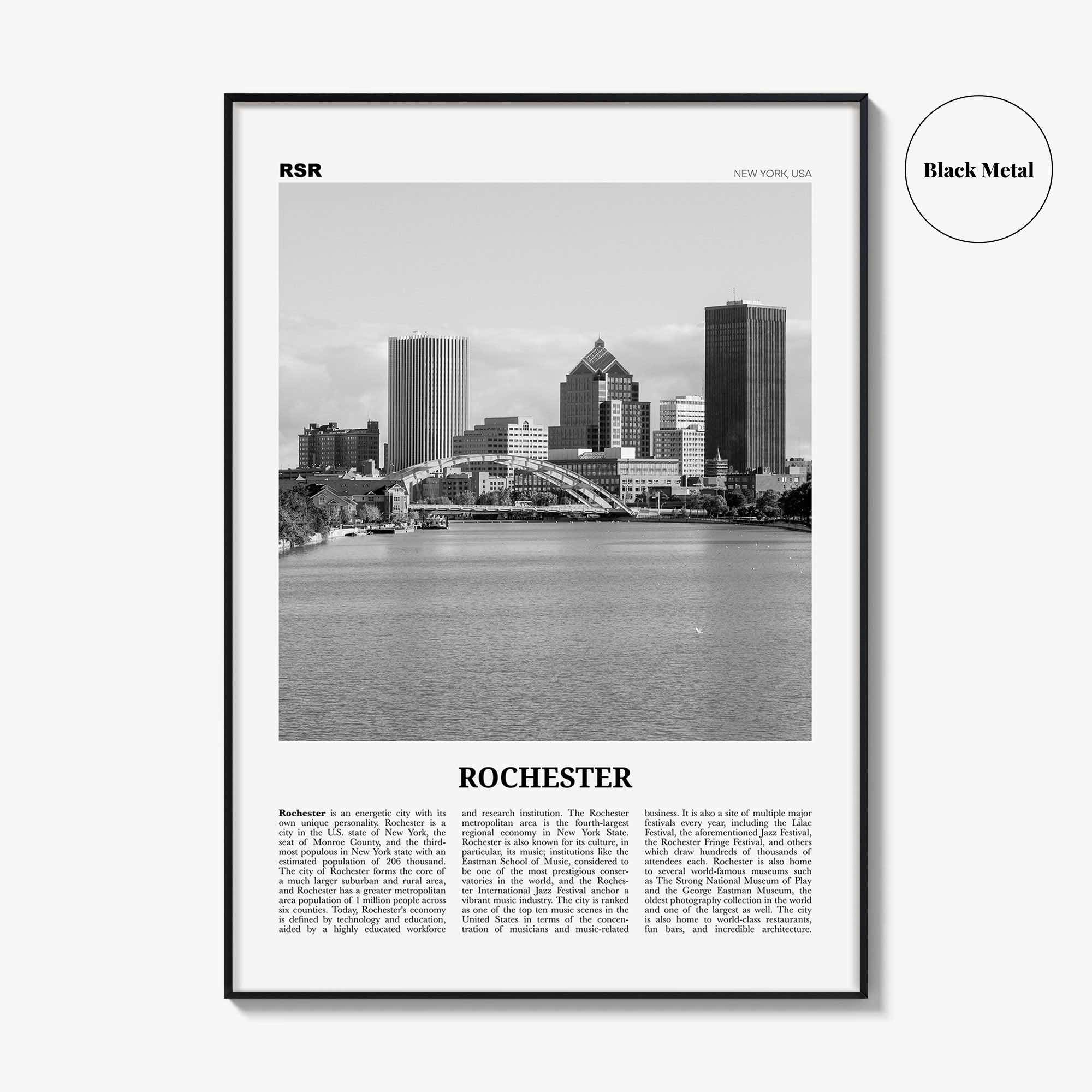 Rochester Print Black and White New York, Rochester Wall Art, Rochester Poster, Rochester Photo, USA, United States, North America