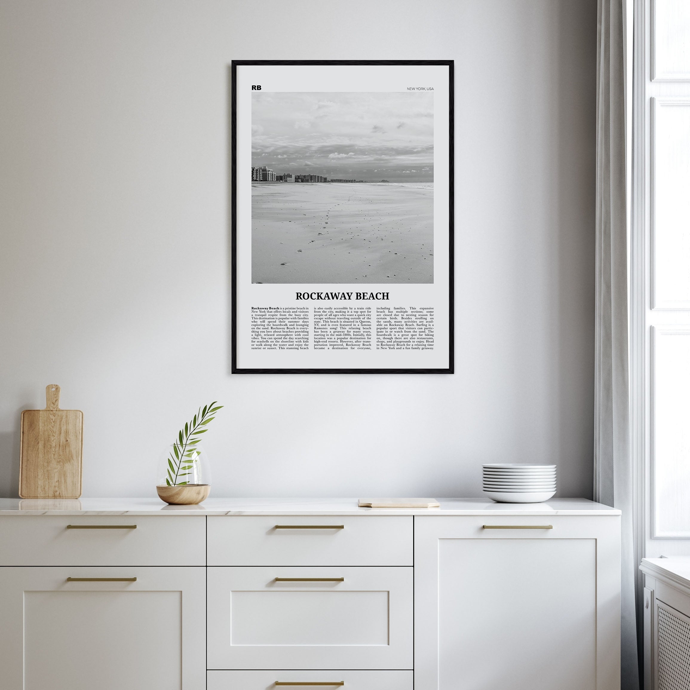 Rockaway Beach Travel B&W Poster