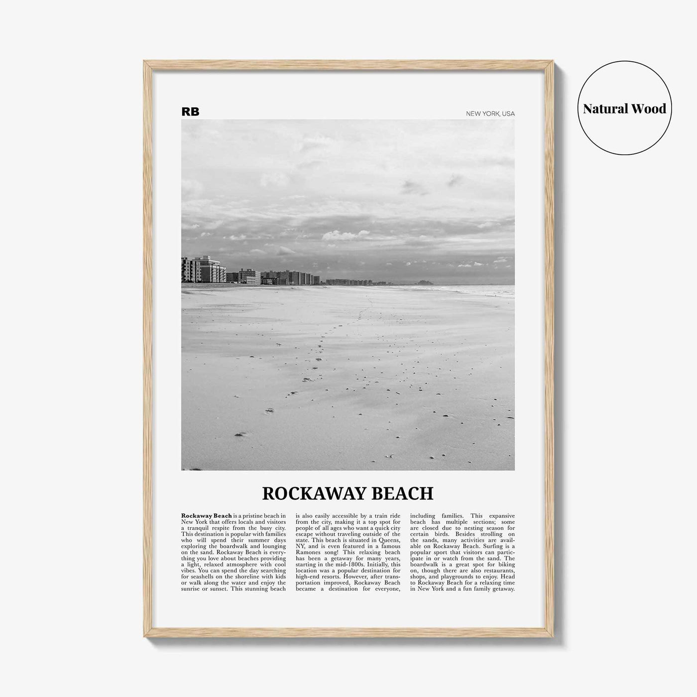 Rockaway Beach Print Black and White, Rockaway Beach  Wall Art, Rockaway Beach Poster,  Rockaway Beach Photo, New York, USA