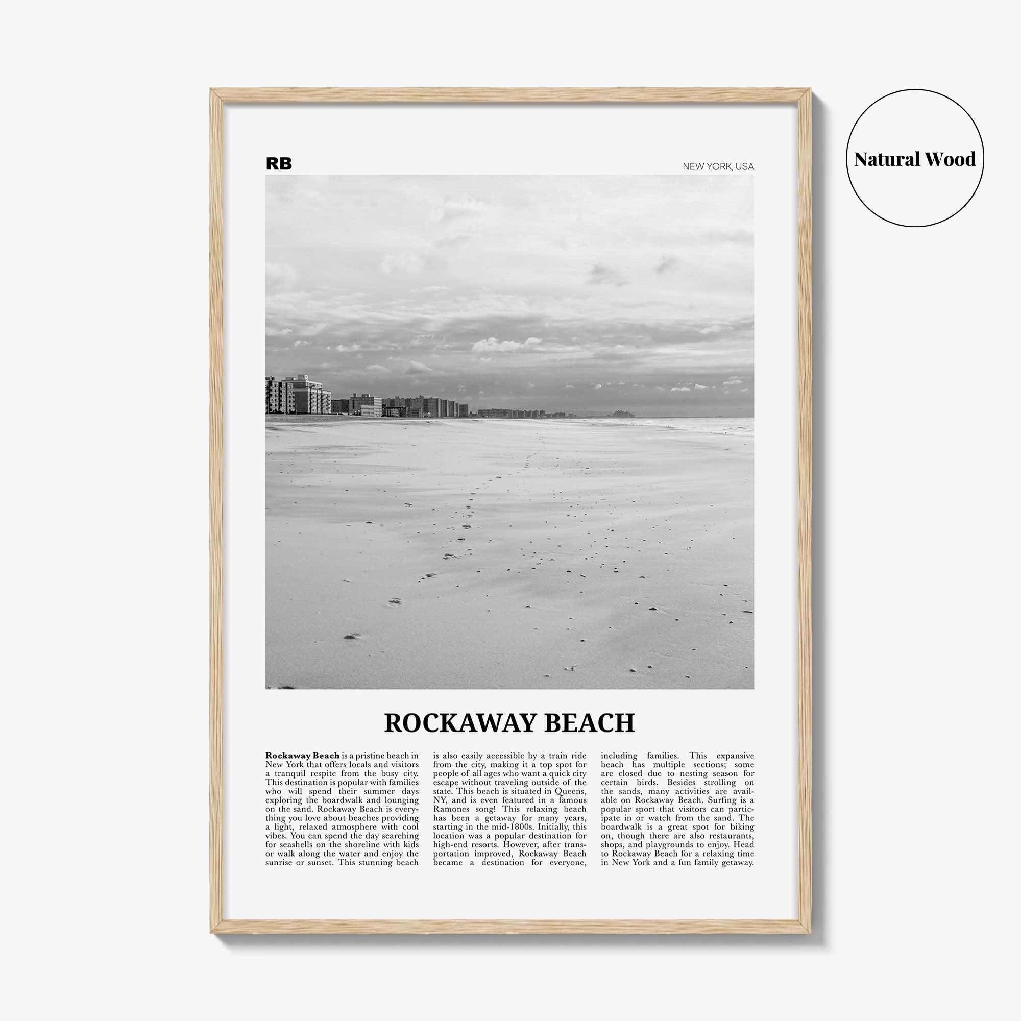 Rockaway Beach Print Black and White, Rockaway Beach  Wall Art, Rockaway Beach Poster,  Rockaway Beach Photo, New York, USA