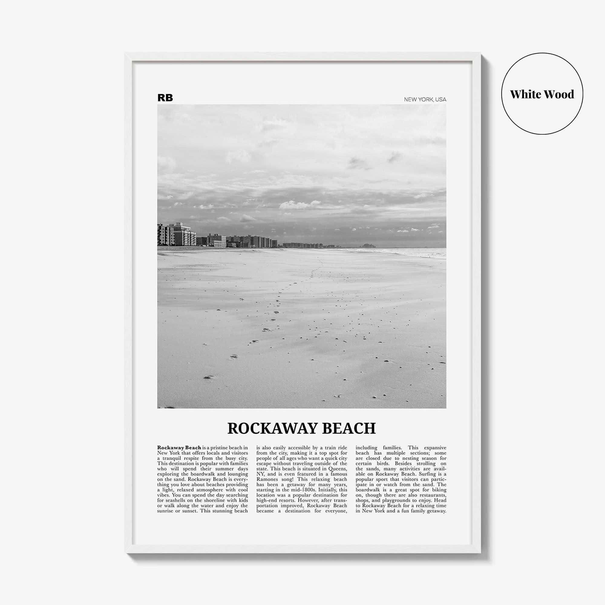 Rockaway Beach Print Black and White, Rockaway Beach  Wall Art, Rockaway Beach Poster,  Rockaway Beach Photo, New York, USA