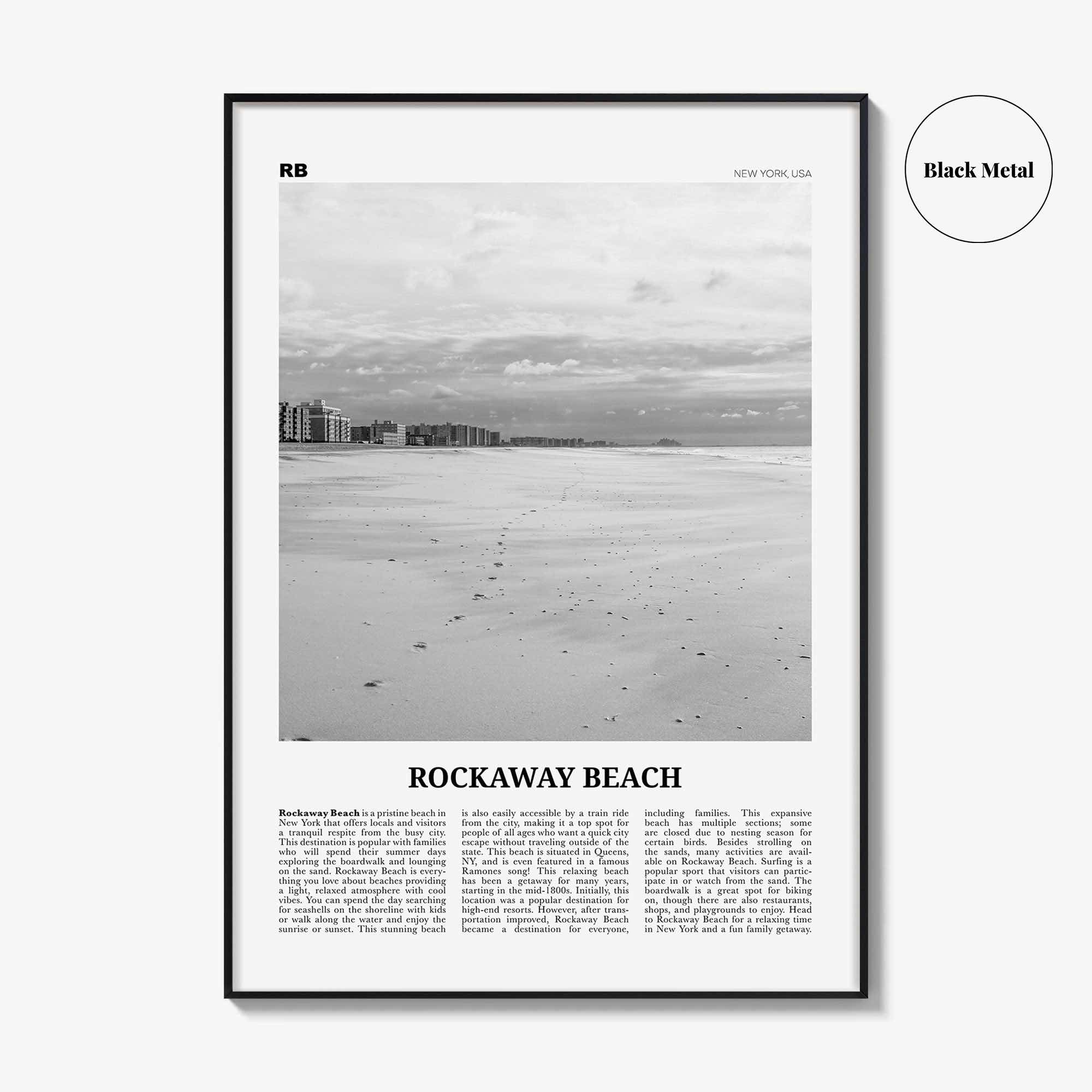 Rockaway Beach Print Black and White, Rockaway Beach  Wall Art, Rockaway Beach Poster,  Rockaway Beach Photo, New York, USA