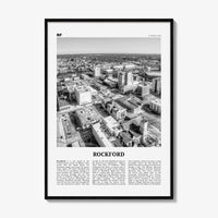 Rockford Print Black and White, Rockford Wall Art, Rockford Poster, Rockford Photo, Rockford Wall Décor, Rockford Map, Illinois, USA