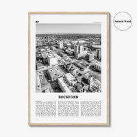 Rockford Print Black and White, Rockford Wall Art, Rockford Poster, Rockford Photo, Rockford Wall Décor, Rockford Map, Illinois, USA