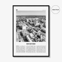 Rockford Print Black and White, Rockford Wall Art, Rockford Poster, Rockford Photo, Rockford Wall Décor, Rockford Map, Illinois, USA