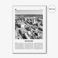 Rockford Print Black and White, Rockford Wall Art, Rockford Poster, Rockford Photo, Rockford Wall Décor, Rockford Map, Illinois, USA