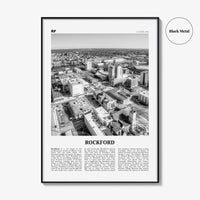 Rockford Print Black and White, Rockford Wall Art, Rockford Poster, Rockford Photo, Rockford Wall Décor, Rockford Map, Illinois, USA