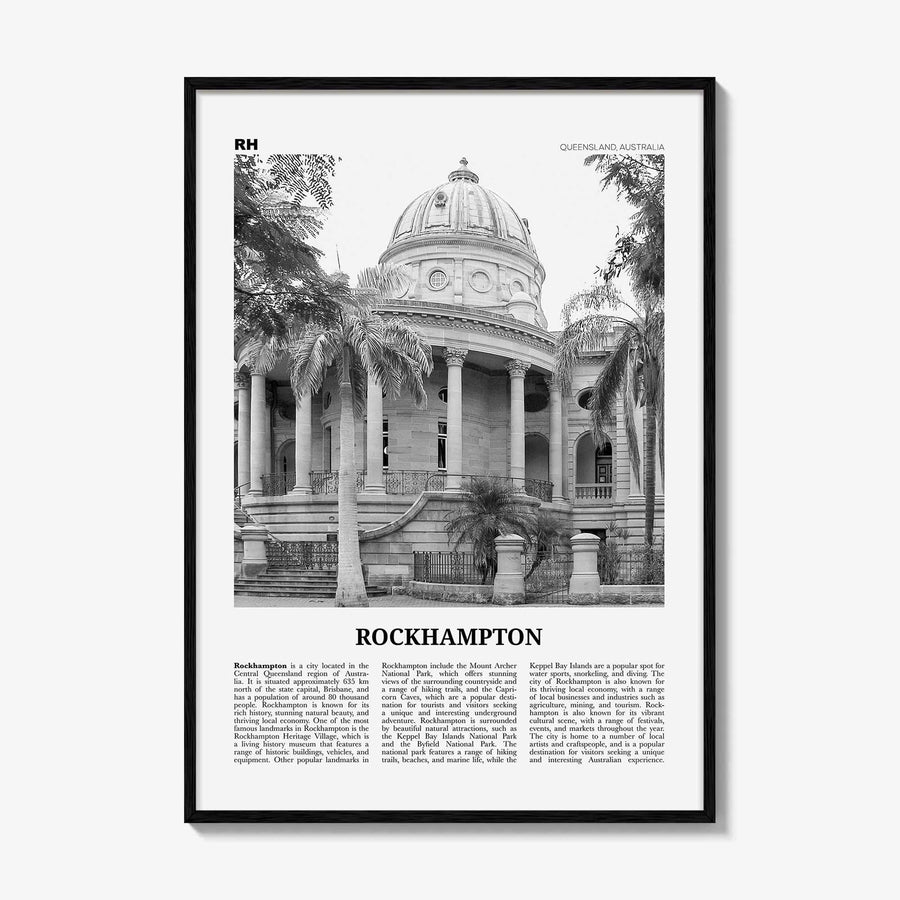 Rockhampton Print Black and White, Rockhampton Wall Art, Rockhampton Poster, Rockhampton Photo, Rockhampton Wall Décor, Rockhampton Map