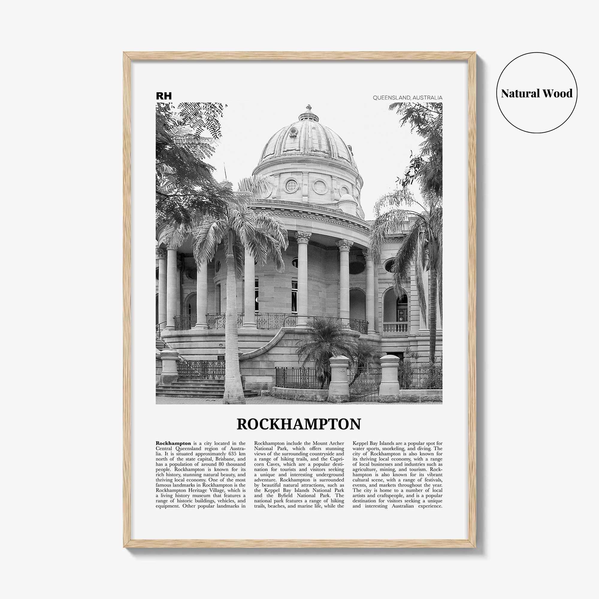 Rockhampton Print Black and White, Rockhampton Wall Art, Rockhampton Poster, Rockhampton Photo, Rockhampton Wall Décor, Rockhampton Map