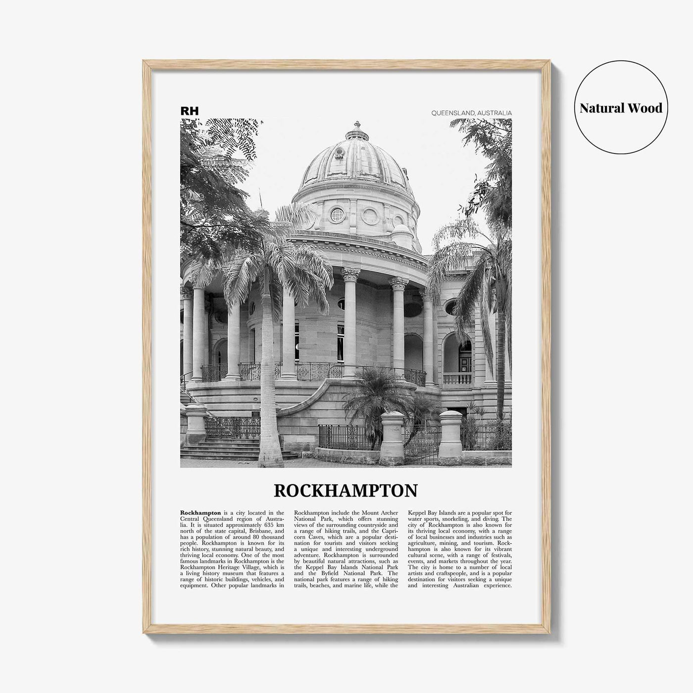 Rockhampton Print Black and White, Rockhampton Wall Art, Rockhampton Poster, Rockhampton Photo, Rockhampton Wall Décor, Rockhampton Map